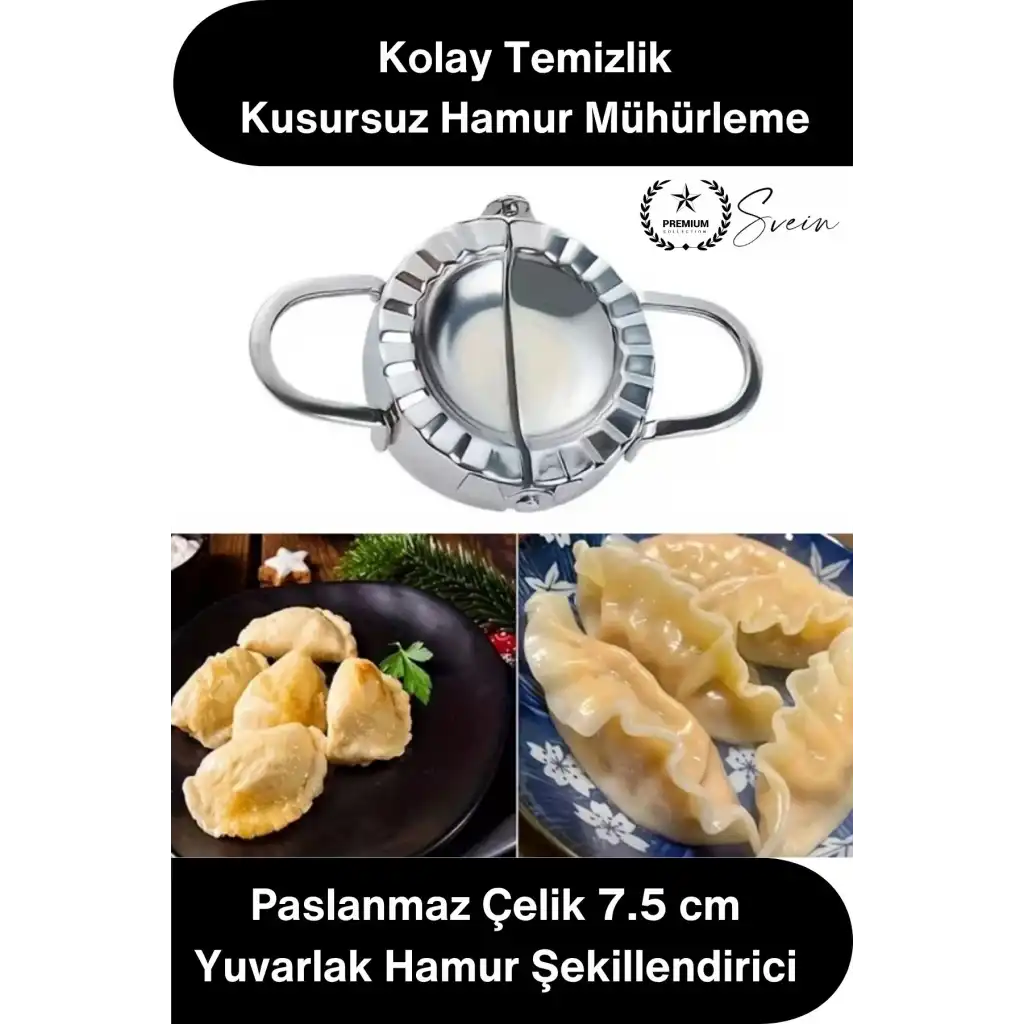 #Kalıp Paslanmaz Çelik Mantı Kurabiye Donut Kesici 7.5 cm Profesyonel Yuvarlak Hamur Kesme Kalıbı Ravioli Gyoza Börek Poğaça Hamur Şekillendirici Mühürleyici Mutfak Aparatı