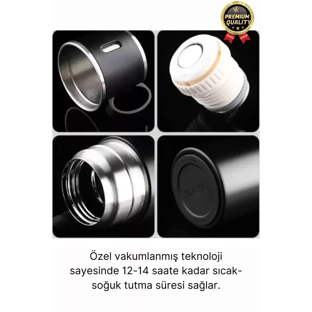 Kaliteli Paslanmaz Çelik Çift Katmanlı Sıcak Soğuk 3 Bardaklı Vakumlu Termos Çanta Hediyeli 550 Ml