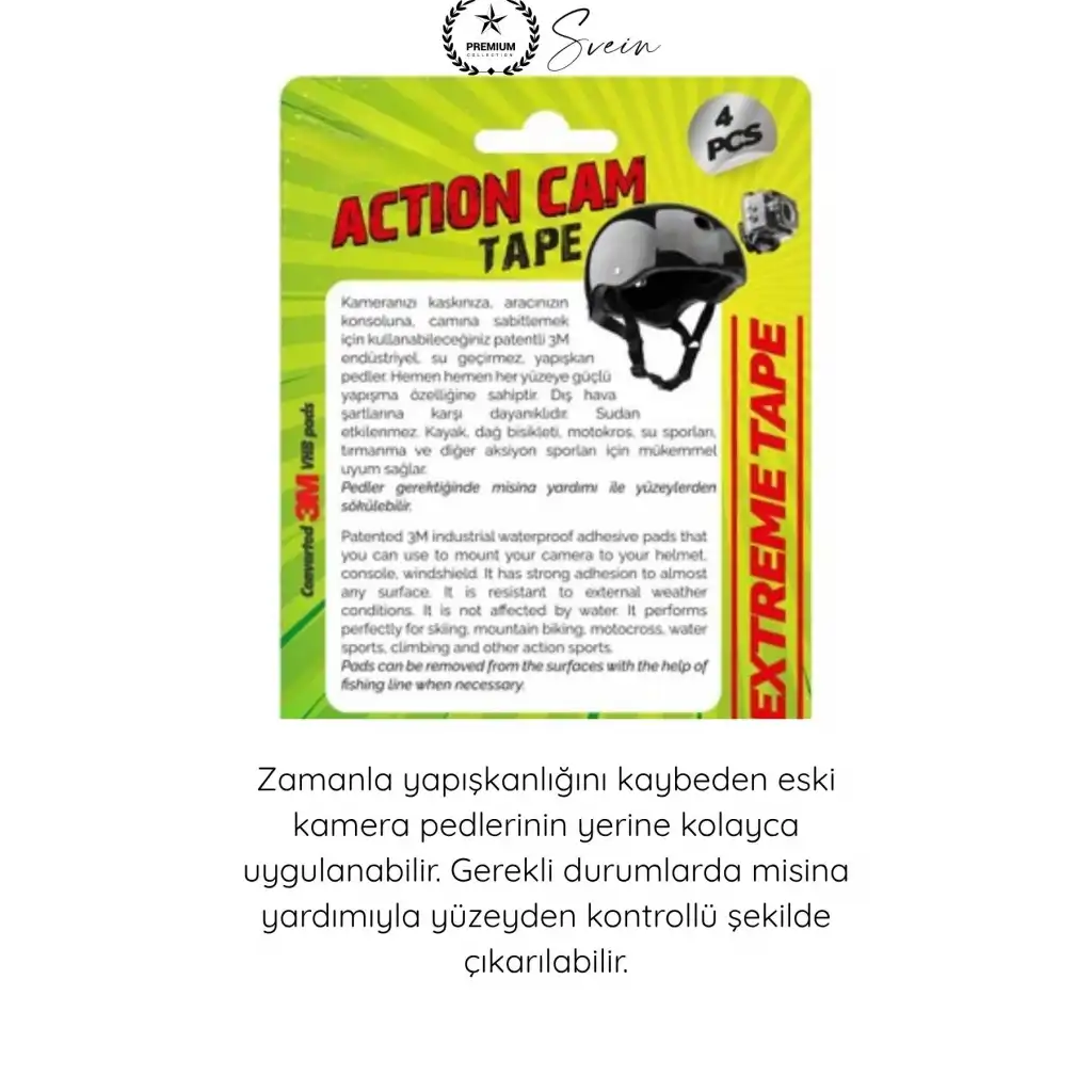 #KameraBandı Araç Kamerası Yapıştırma Bandı 3M Çift Taraflı Su Geçirmez Ped Otomobil Motosiklet Kask Aksiyon Kamera GoPro Sabitleme Pedi Endüstriyel Güçlü Montaj Aparatı 45x35mm 4 Adet