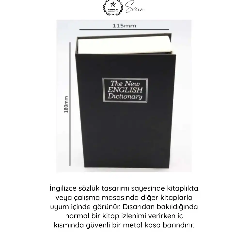 #Kasa Kilitli Gizli Kasa Kitap Görünümlü Sözlük Kumbara Para Takı Evrak Saklama Kutusu Anahtarlı Çelik Bölmeli Güvenlik Kasası Dekoratif Gizleme Çözümü 18 Cm Mücevher Saat Değerli Eşya Gizleme