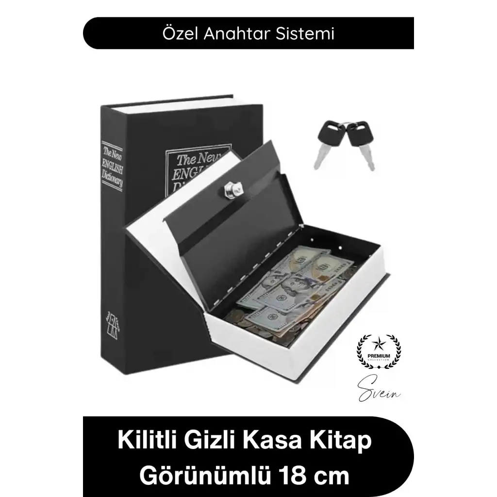 #Kasa Kilitli Gizli Kasa Kitap Görünümlü Sözlük Kumbara Para Takı Evrak Saklama Kutusu Anahtarlı Çelik Bölmeli Güvenlik Kasası Dekoratif Gizleme Çözümü 18 Cm Mücevher Saat Değerli Eşya Gizleme