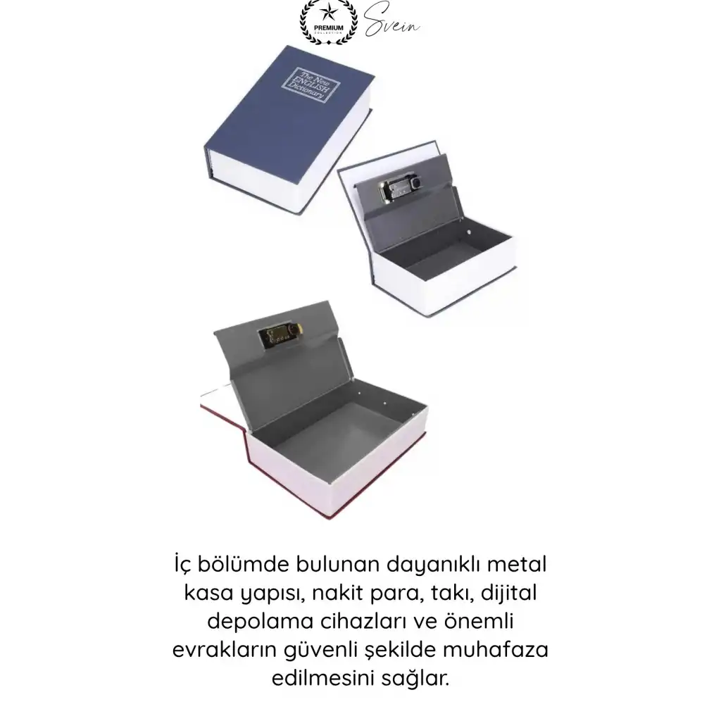 #Kasa Kilitli Gizli Kasa Kitap Görünümlü Sözlük Kumbara Para Takı Evrak Saklama Kutusu Anahtarlı Çelik Bölmeli Güvenlik Kasası Dekoratif Gizleme Çözümü 18 Cm Mücevher Saat Değerli Eşya Gizleme