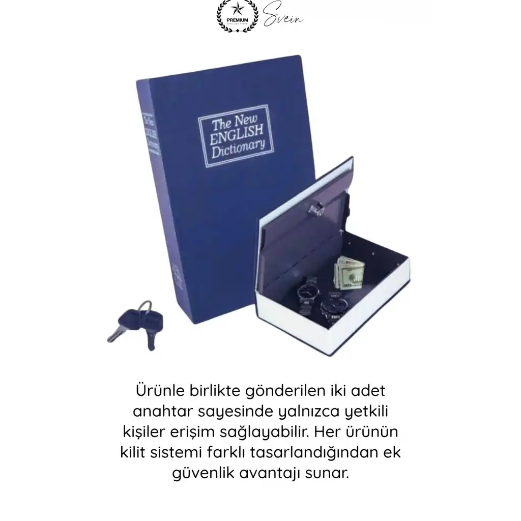 #Kasa Kilitli Gizli Kasa Kitap Görünümlü Sözlük Kumbara Para Takı Evrak Saklama Kutusu Anahtarlı Çelik Bölmeli Güvenlik Kasası Dekoratif Gizleme Çözümü 18 Cm Mücevher Saat Değerli Eşya Gizleme