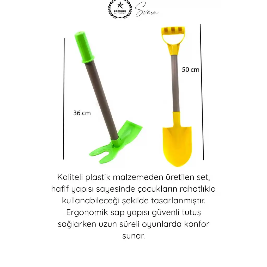 #KazmaKürek İkili Bahçe Seti Çocuk Kazma Kürek Oyuncak Kum Plaj Toprak Bahçe Oyun Seti Dayanıklı Plastik Ergonomik Saplı 50 Cm 2 Başlı Çapa Piknik Dış Mekan Aktivite Eğitici Gelişim Aracı