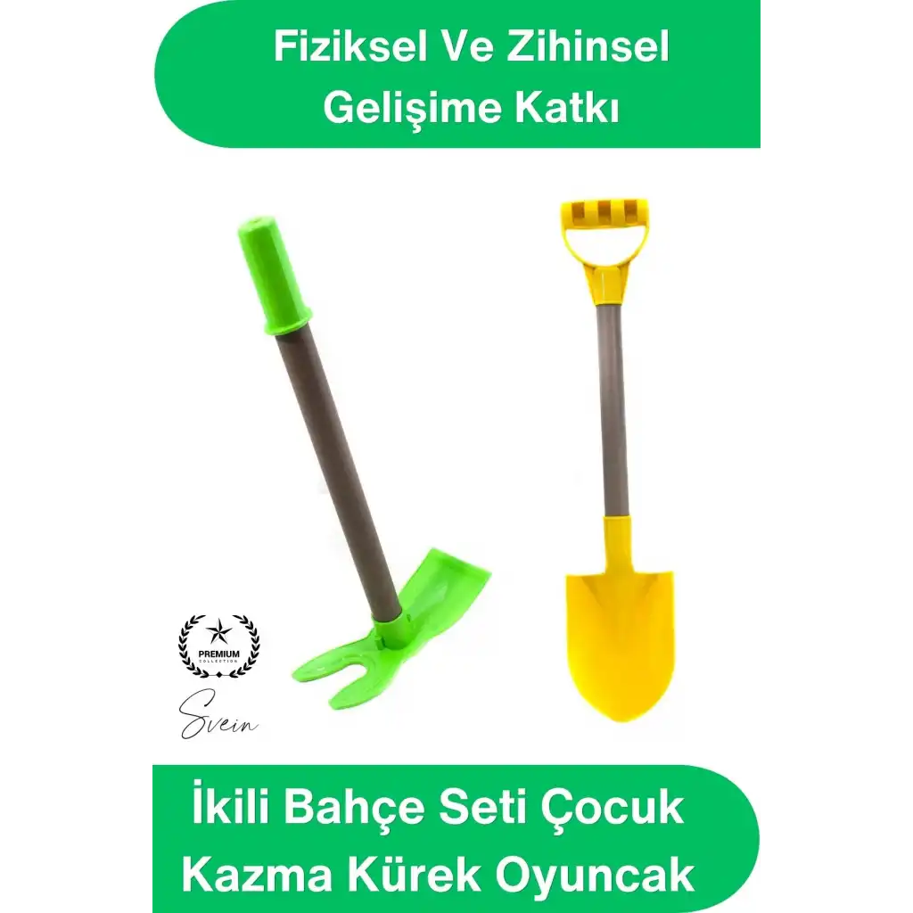 #KazmaKürek İkili Bahçe Seti Çocuk Kazma Kürek Oyuncak Kum Plaj Toprak Bahçe Oyun Seti Dayanıklı Plastik Ergonomik Saplı 50 Cm 2 Başlı Çapa Piknik Dış Mekan Aktivite Eğitici Gelişim Aracı