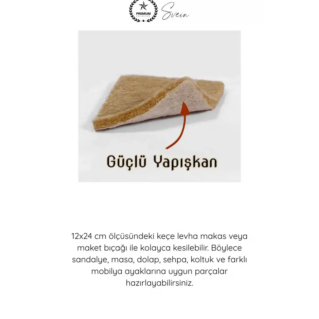 #Keçe Yapışkanlı Dikdörtgen Keçe 12x24 cm Kahve Mobilya Altı Zemin Koruyucu Çizik Önleyici Kesilebilir Masa Sandalye Dolap Sehpa Ayak Pedi Parke Laminat Seramik Sessiz Kaydırmaz Dayanıklı