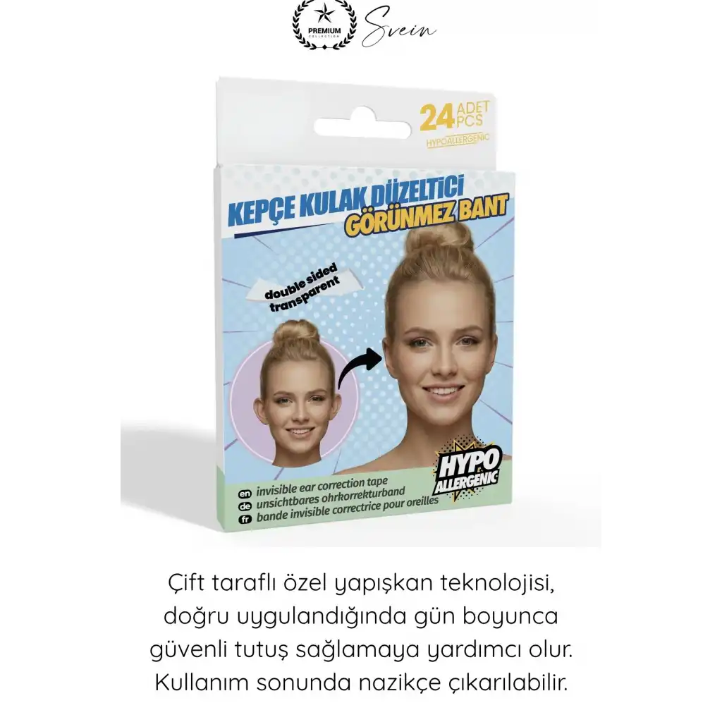 #KepçeKulak Kepçe Kulak Düzeltici Kozmetik Bant 24 Adet Şeffaf Çift Taraflı Görünmez Cilt Dostu Hipoalerjenik Kulak Sabitleyici Estetik Bant Gün Boyu Güçlü Tutuş Kolay Uygulama