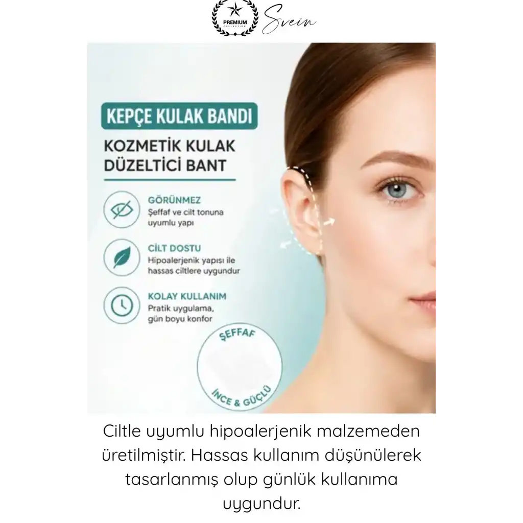 #KepçeKulak Kepçe Kulak Düzeltici Kozmetik Bant 24 Adet Şeffaf Çift Taraflı Görünmez Cilt Dostu Hipoalerjenik Kulak Sabitleyici Estetik Bant Gün Boyu Güçlü Tutuş Kolay Uygulama