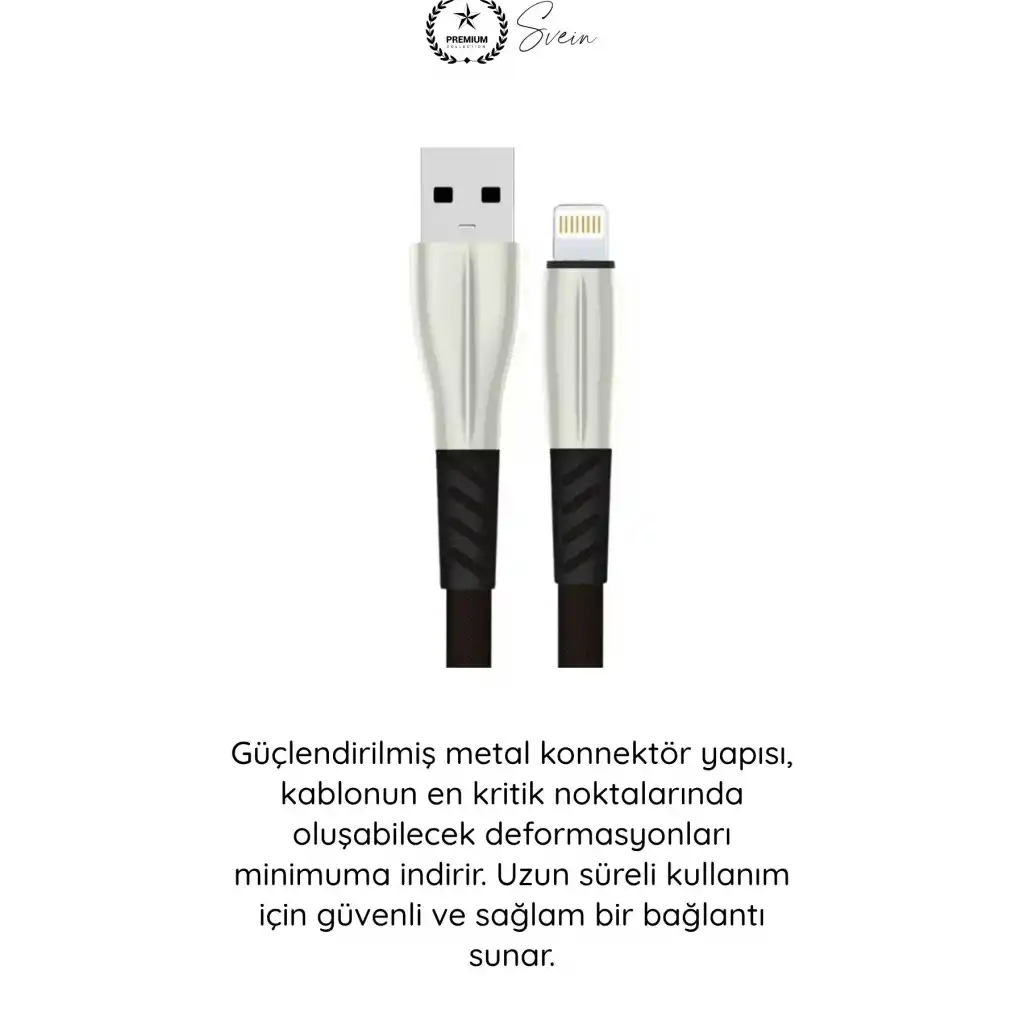 #Lightning S89 Lightning Kablo 1M 2.4A iPhone Uyumlu Metal Uçlu Naylon Örgü Yassı Tasarım Hızlı Şarj Veri Aktarım Dayanıklı Apple Telefon Tablet Powerbank Siyah Premium Şarj Kablosu