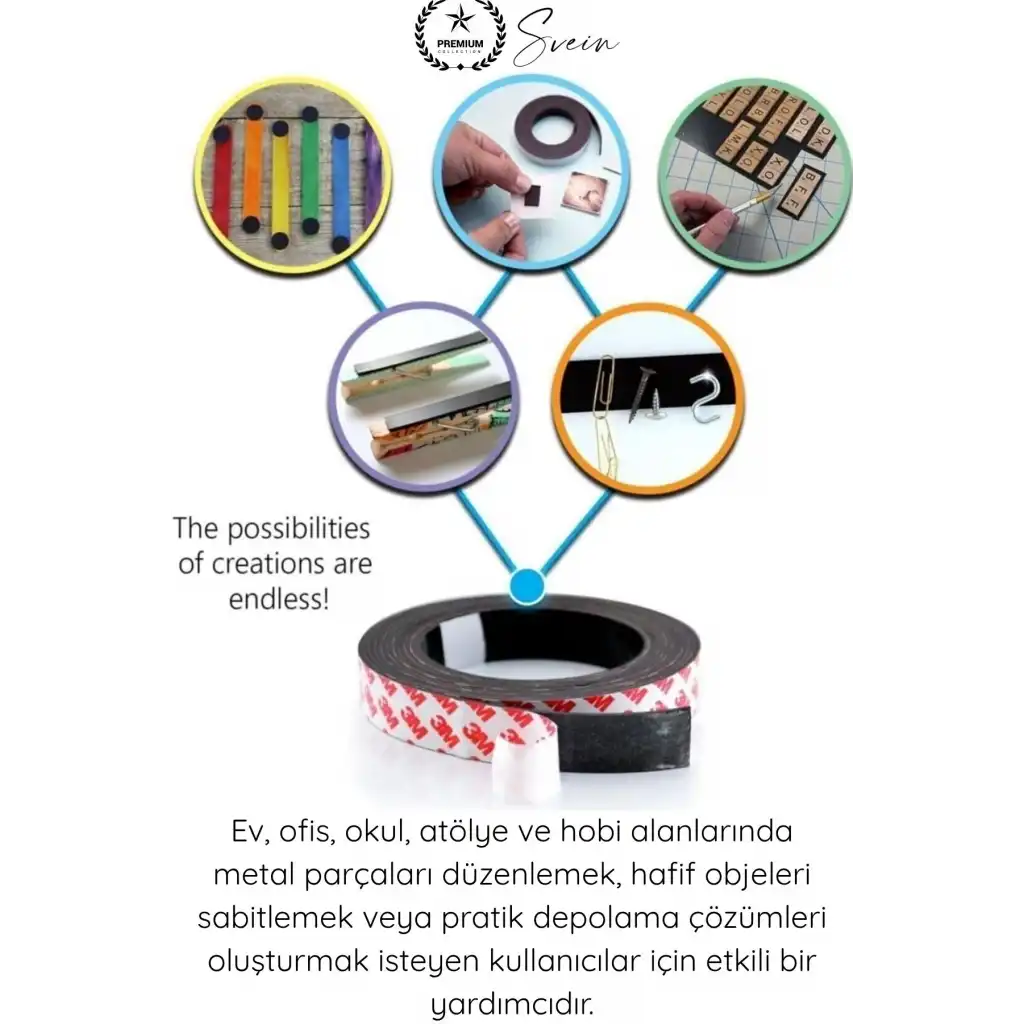 #Magnet 3M Yapışkanlı Şerit Magnet Mıknatıs Bant 20mm 75cm Güçlü Manyetik Şerit Kendin Yap Hobi Maket Tamirat Metal Yüzey Sabitleme Kesilebilir Esnek Pratik Organizer Dolap Atölye Ofis Ev Kullanımı