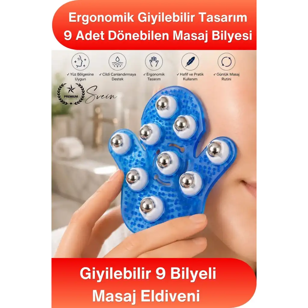 #Masaj 9 Bilyeli Masaj Eldiveni Giyilebilir Plastik Vücut Masaj Aleti Selülit Masajı Kan Dolaşımı Destekleyici Sıkılaştırıcı Ergonomik El Tipi Masaj Aparatı
