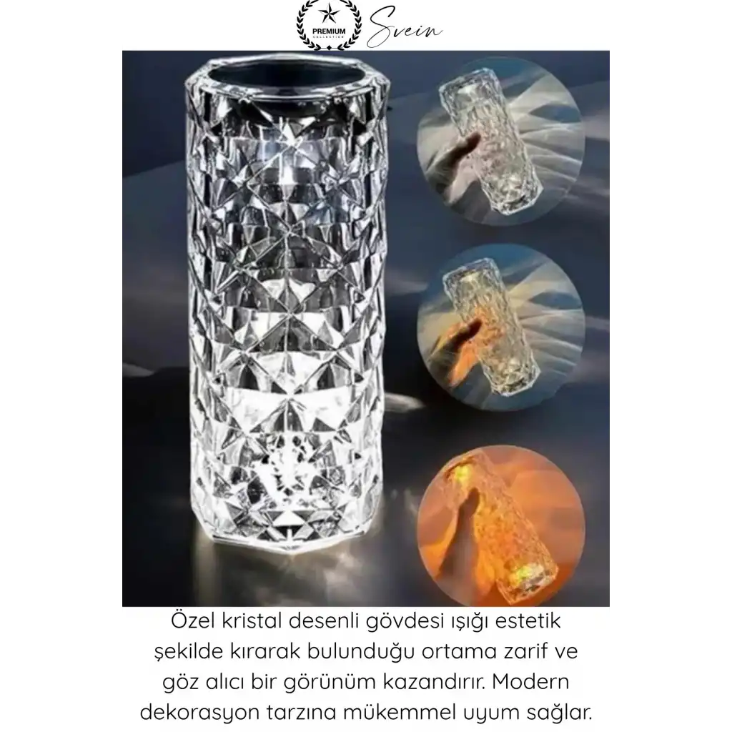 #MasaLamba Dokunmatik Kristal Gece Lambası RGB LED Masa Lambası Uzaktan Kumandalı Şarjlı Dekoratif Abajur Renk Değiştiren Dokunmatik Gece Işığı Hediyelik Aydınlatma