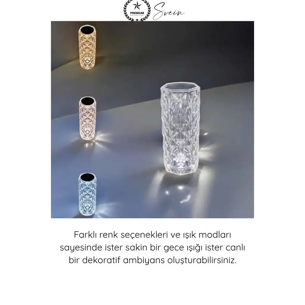 #MasaLamba Dokunmatik Kristal Gece Lambası RGB LED Masa Lambası Uzaktan Kumandalı Şarjlı Dekoratif Abajur Renk Değiştiren Dokunmatik Gece Işığı Hediyelik Aydınlatma