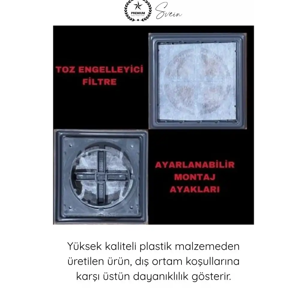 #Menfez Kare Baca Kapağı Ayarlı Duvar Menfezi Antrasit Gri Filtreli Havalandırma Kapağı Plastik Ventilasyon Paneli Toz Böcek Önleyici Dekoratif Hava Çıkış Izgarası Dayanıklı Kullanım 17x17 cm