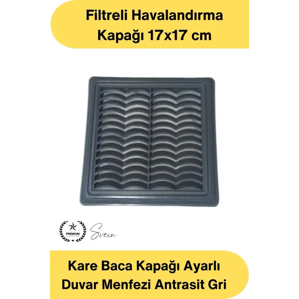 #Menfez Kare Baca Kapağı Ayarlı Duvar Menfezi Antrasit Gri Filtreli Havalandırma Kapağı Plastik Ventilasyon Paneli Toz Böcek Önleyici Dekoratif Hava Çıkış Izgarası Dayanıklı Kullanım 17x17 cm