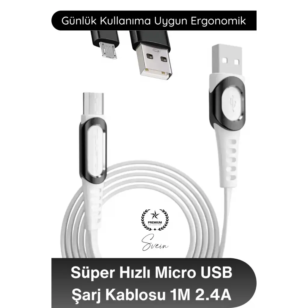 #MicroUSB Süper Hızlı DC01 Micro USB Şarj Kablosu 1M 2.4A Hızlı Veri Aktarım Android Telefon Tablet Powerbank Uyumlu Dayanıklı Bakır İletken Beyaz Senkronizasyon Enerji Bağlantı Aksesuarı