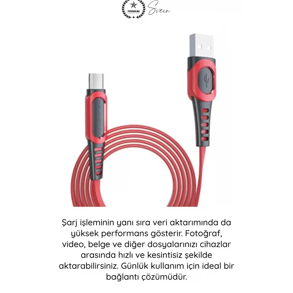 #MicroUSB Süper Hızlı DC01 Micro USB Şarj Kablosu 1M 2.4A Hızlı Veri Aktarım Android Telefon Tablet Powerbank Uyumlu Dayanıklı Bakır İletken Kırmızı Senkronizasyon Enerji Bağlantı Aksesuarı