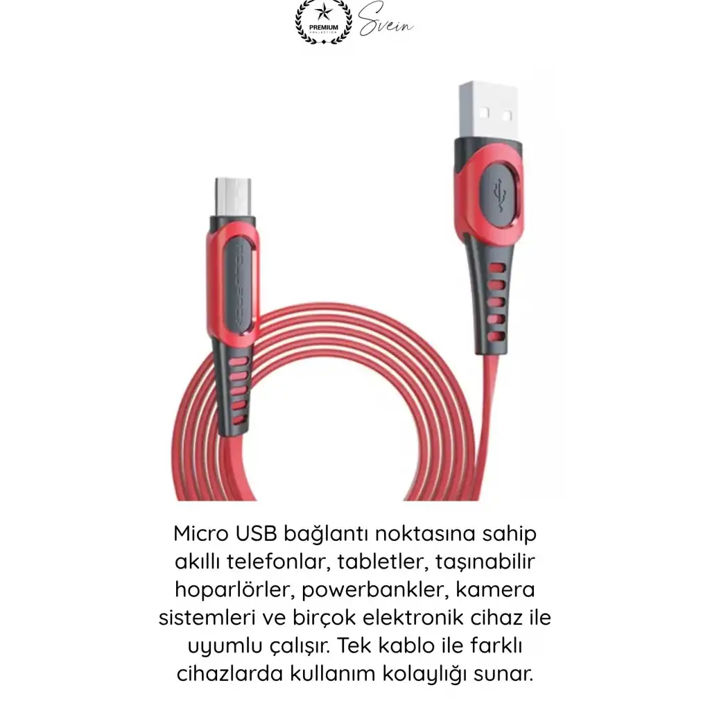 #MicroUSB Süper Hızlı DC01 Micro USB Şarj Kablosu 1M 2.4A Hızlı Veri Aktarım Android Telefon Tablet Powerbank Uyumlu Dayanıklı Bakır İletken Kırmızı Senkronizasyon Enerji Bağlantı Aksesuarı