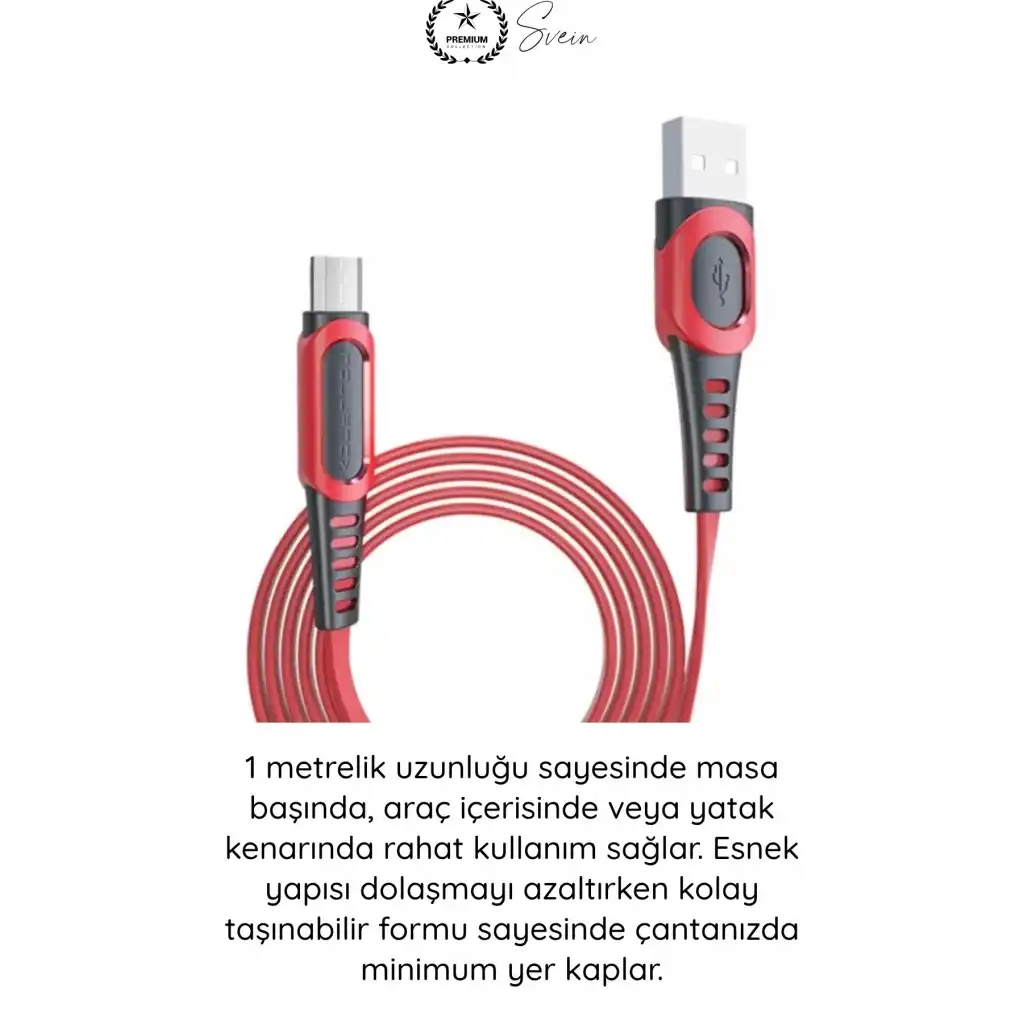 #MicroUSB Süper Hızlı DC01 Micro USB Şarj Kablosu 1M 2.4A Hızlı Veri Aktarım Android Telefon Tablet Powerbank Uyumlu Dayanıklı Bakır İletken Kırmızı Senkronizasyon Enerji Bağlantı Aksesuarı
