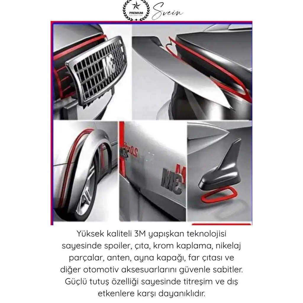 #MontajBandı 3M Araç Aksesuar Spoiler Çıta Montaj Bandı Çok Güçlü Çift Taraflı Oto Yapıştırma Bandı Hava Şartlarına Dayanıklı Su Geçirmez Krom Nikelaj Anten Ayna Kapak Far Izgara Sabitleme 4,6 Metre