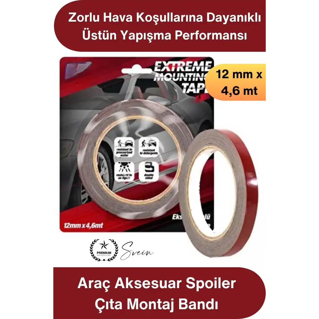 #MontajBandı 3M Araç Aksesuar Spoiler Çıta Montaj Bandı Çok Güçlü Çift Taraflı Oto Yapıştırma Bandı Hava Şartlarına Dayanıklı Su Geçirmez Krom Nikelaj Anten Ayna Kapak Far Izgara Sabitleme 4,6 Metre