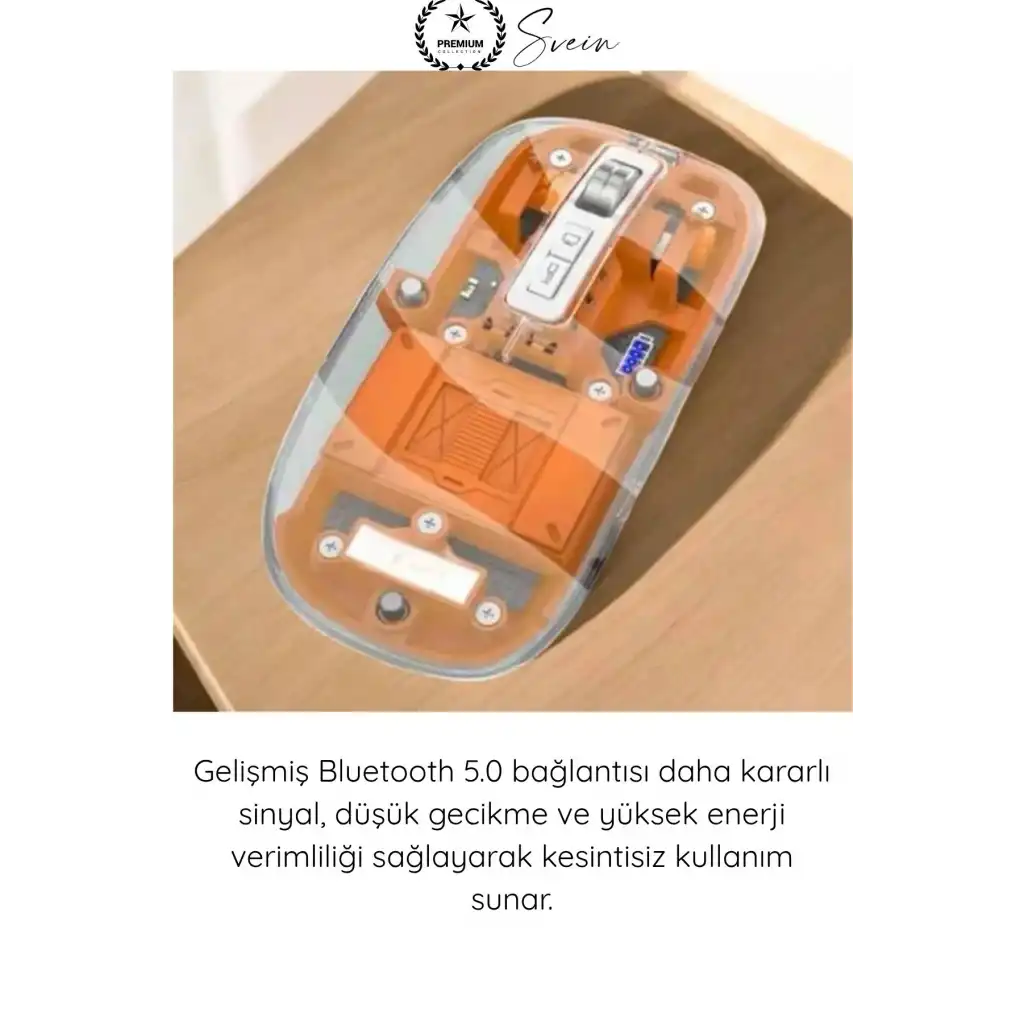#Mouse Şeffaf Premium Kablosuz Mouse Bluetooth 5.0 2.4GHz Çift Modlu Sessiz Optik Fare USB Alıcılı Şarjlı Ergonomik Dizüstü Bilgisayar Tablet PC Uyumlu Rahat Uzun Ömürlü Dayanıklı