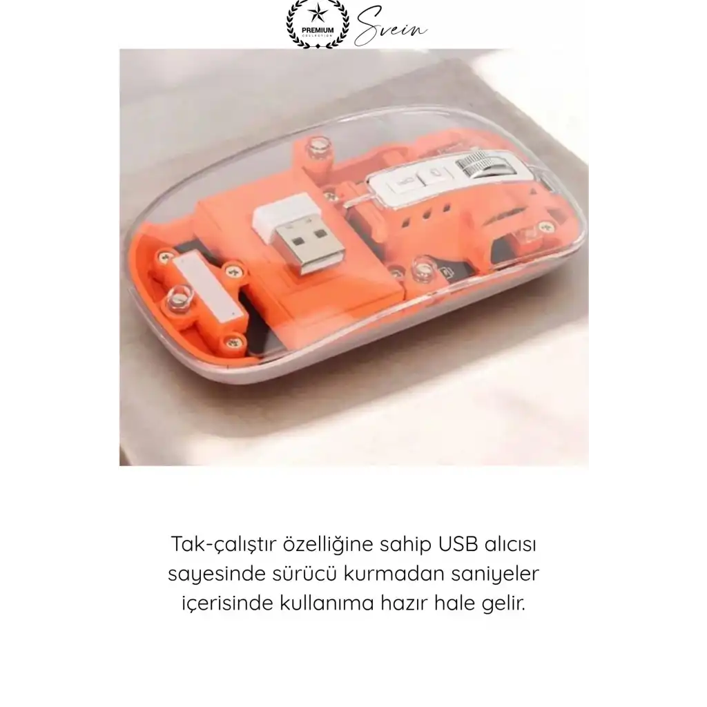 #Mouse Şeffaf Premium Kablosuz Mouse Bluetooth 5.0 2.4GHz Çift Modlu Sessiz Optik Fare USB Alıcılı Şarjlı Ergonomik Dizüstü Bilgisayar Tablet PC Uyumlu Rahat Uzun Ömürlü Dayanıklı
