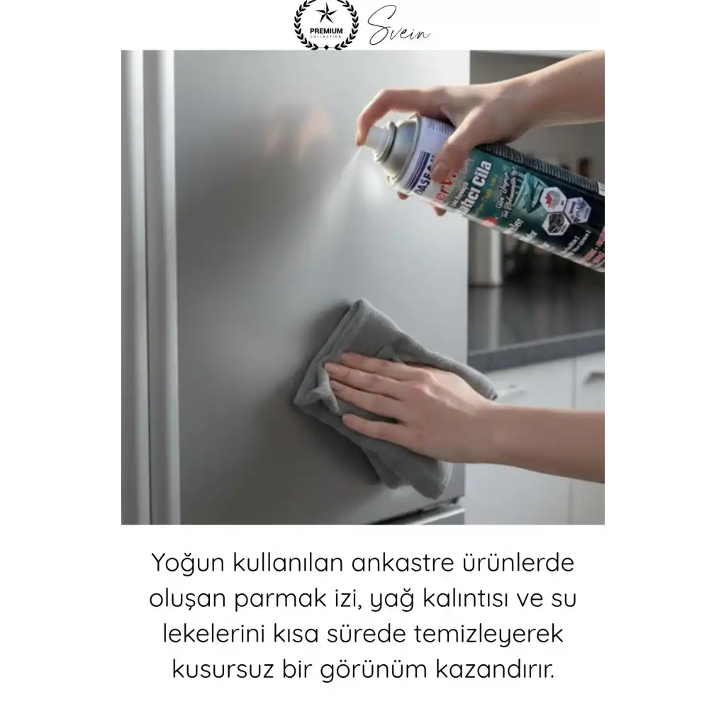#Parlatıcı Paslanmaz Çelik Yüzey Temizleyici Parlatıcı Sprey 500 ml Ankastre Fırın Davlumbaz Buzdolabı Metal Krom Alüminyum Temizlik Cilası Parmak İzi Yağ Su Lekesi Giderici Koruyucu Bakım Spreyi