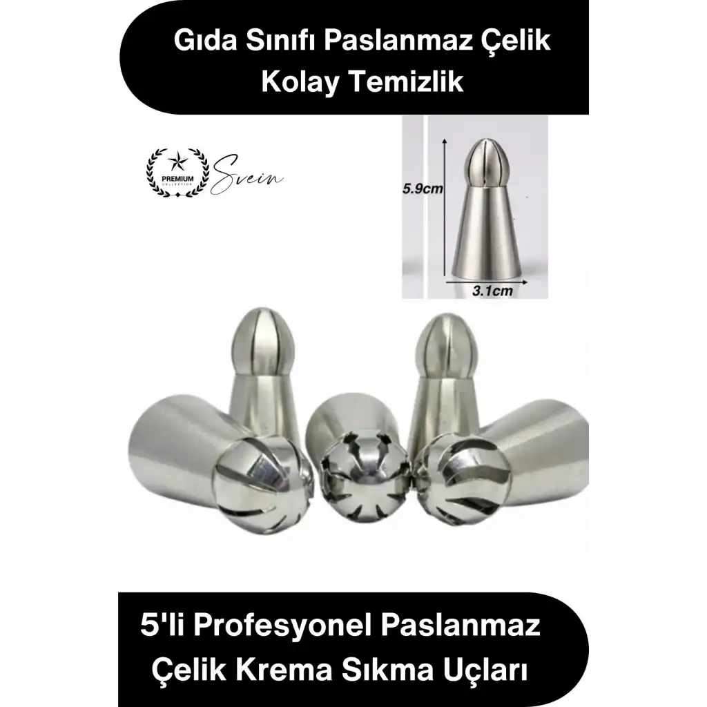 #PastaSüsleme Pasta Süsleme 5li Profesyonel Büyük Boy Paslanmaz Çelik Krema Sıkma Fırfır Duy Uçları Cupcake Pasta Dekorasyon Rus Duyu Şanti Krema Çiçek Desen Süsleme Seti