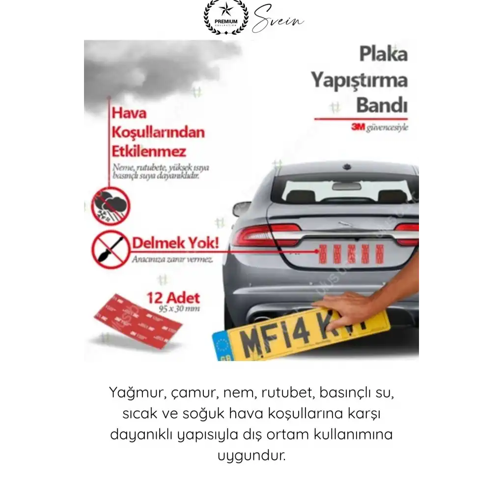 #PlakaBandı Otomobil Motosiklet Plaka Yapıştırma Bandı 3M VHB Çift Taraflı Çok Güçlü Suya Dayanıklı 12 Adet Gri 95x30 mm Araç Plaka Montaj Sabitleme Oto Aksesuar Yapışkan Ped