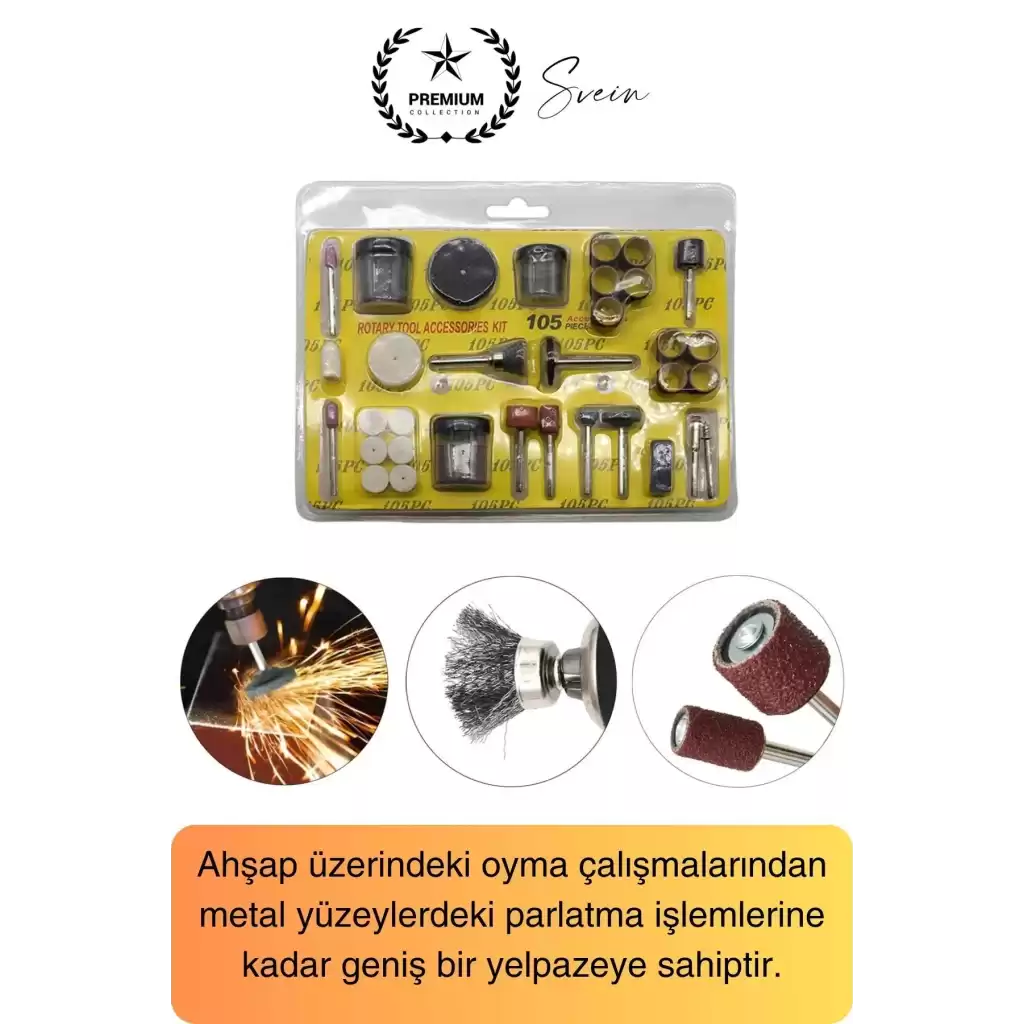 Premium 105 Parça Hobi Gravür Taşlama Ucu Mini Metal Ahşap Oyma Seti Parlatma Zımparalama Fırçalama