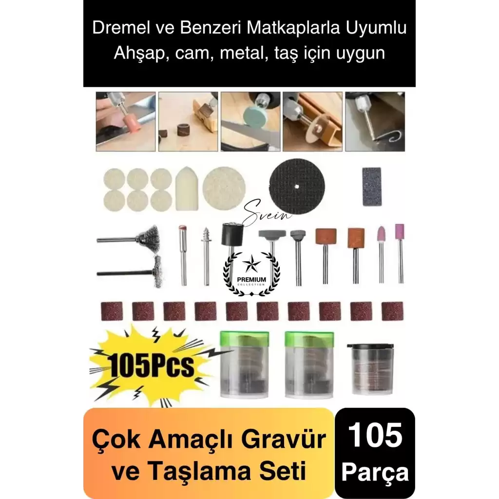 Premium 105 Parça Hobi Gravür Taşlama Ucu Mini Metal Ahşap Oyma Seti Parlatma Zımparalama Fırçalama