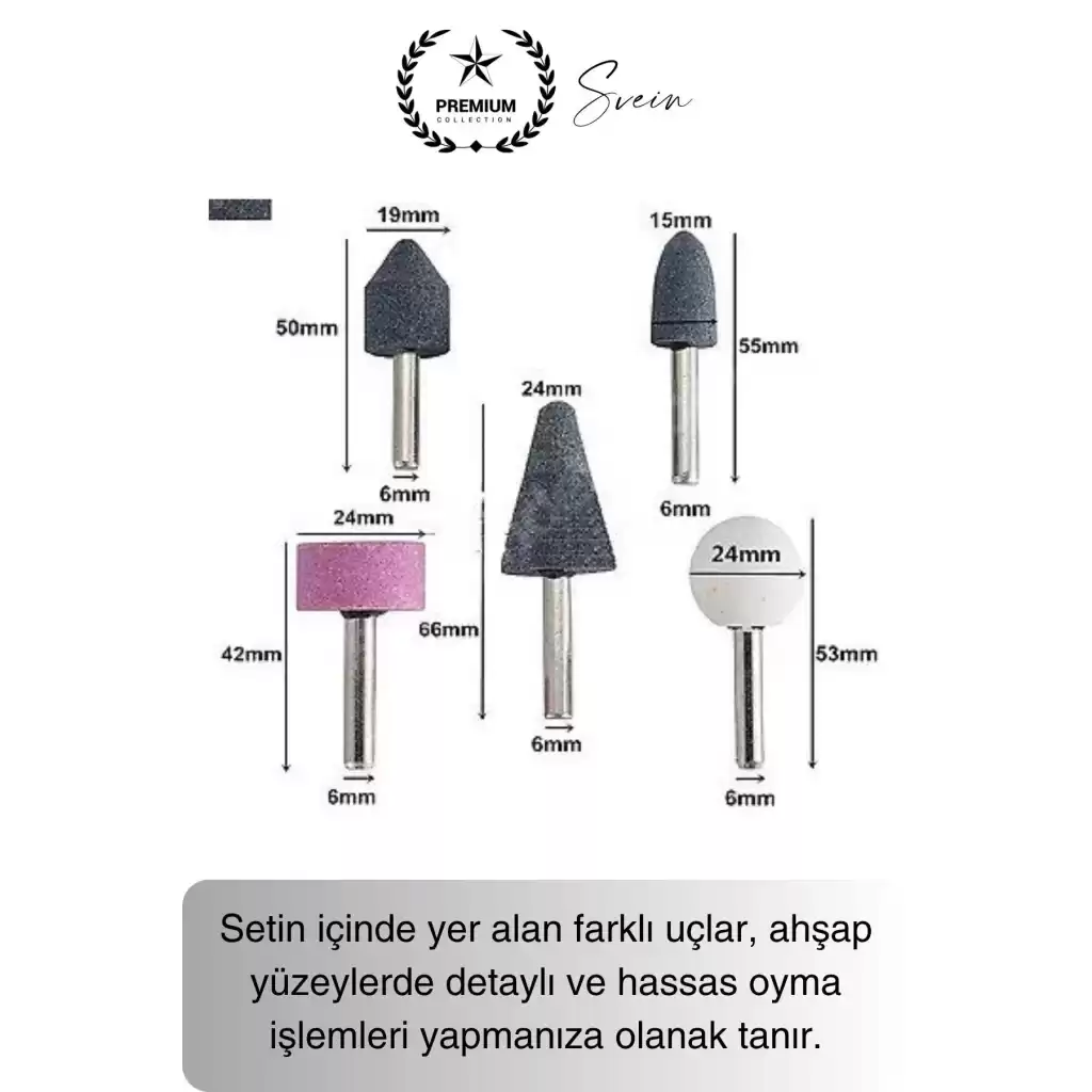 Premium 5 Parça Hobi Gravür Taşlama Ucu Mini Metal Ahşap Oyma Seti Parlatma Zımparalama Fırçalama