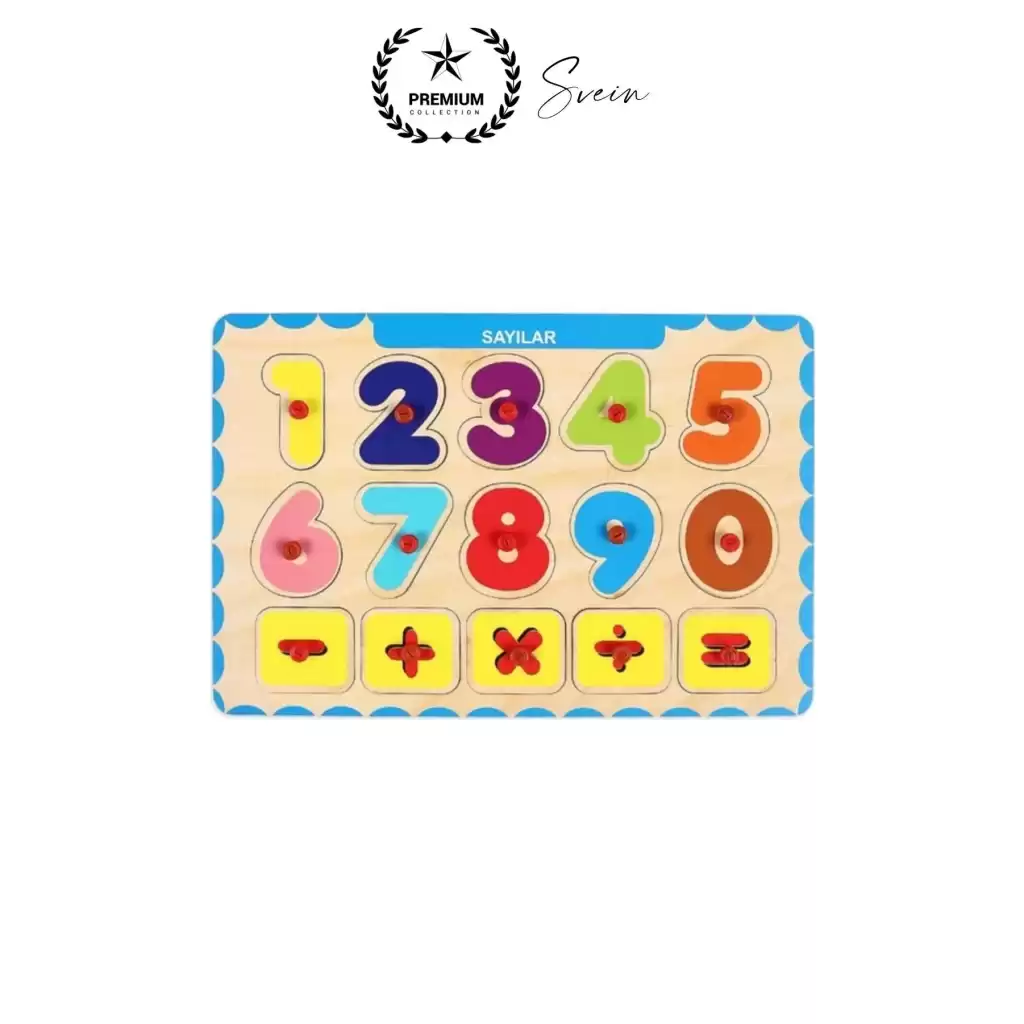 Premium Sayılar Ahşap Bul Tak Puzzle Eğitici Oyuncak Zeka Geliştirici Tutmalı Motor Becerisi Gelişim