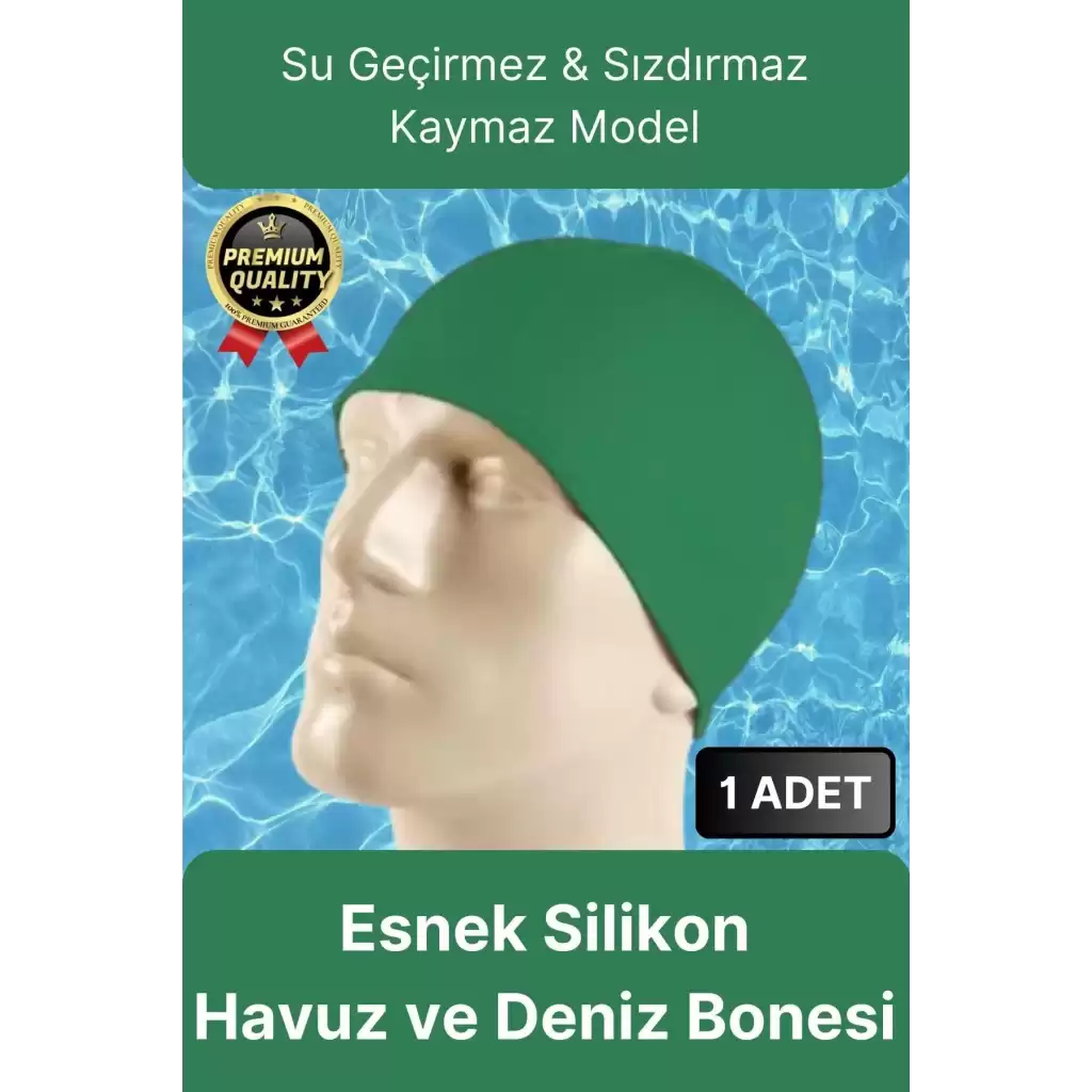 Premium Su Geçirmez Sızdırmaz Kaymaz Elastik Yüzme Şapkası Kaliteli Silikon Deniz Havuz Yüzme Bonesi