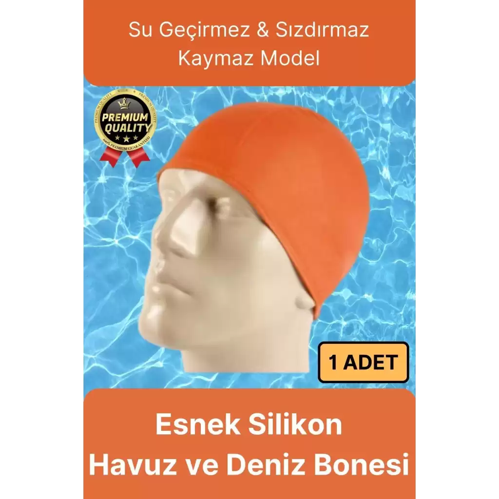 Premium Su Geçirmez Sızdırmaz Kaymaz Elastik Yüzme Şapkası Kaliteli Silikon Deniz Havuz Yüzme Bonesi
