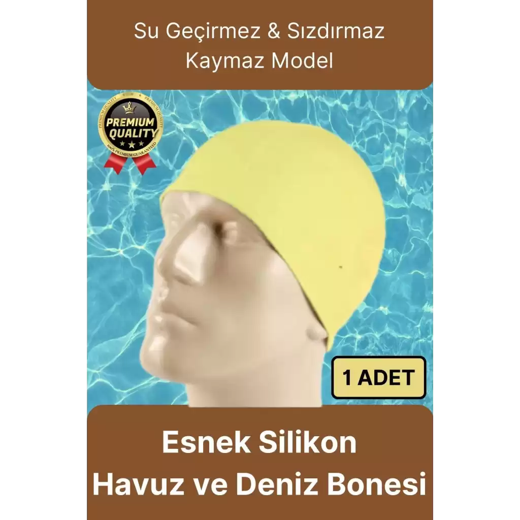 Premium Su Geçirmez Sızdırmaz Kaymaz Elastik Yüzme Şapkası Kaliteli Silikon Deniz Havuz Yüzme Bonesi