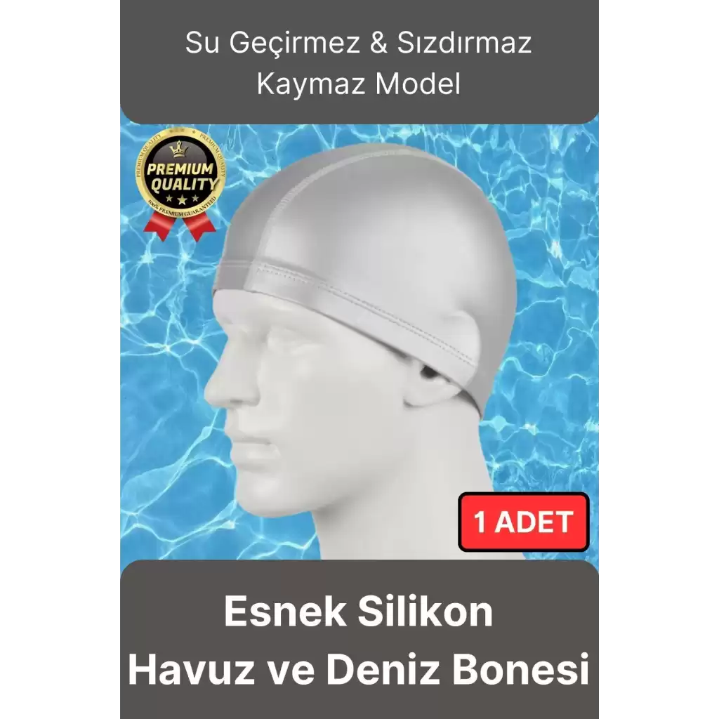 Premium Su Geçirmez Sızdırmaz Kaymaz Elastik Yüzme Şapkası Kaliteli Silikon Deniz Havuz Yüzme Bonesi
