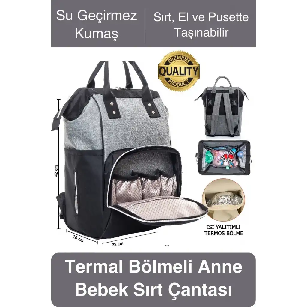 Premium Yeni Sezon Anne Bebek Sırt Çantası Çok Gözlü Termal Biberon Hazneli Askılı Büyük Geniş Rahat