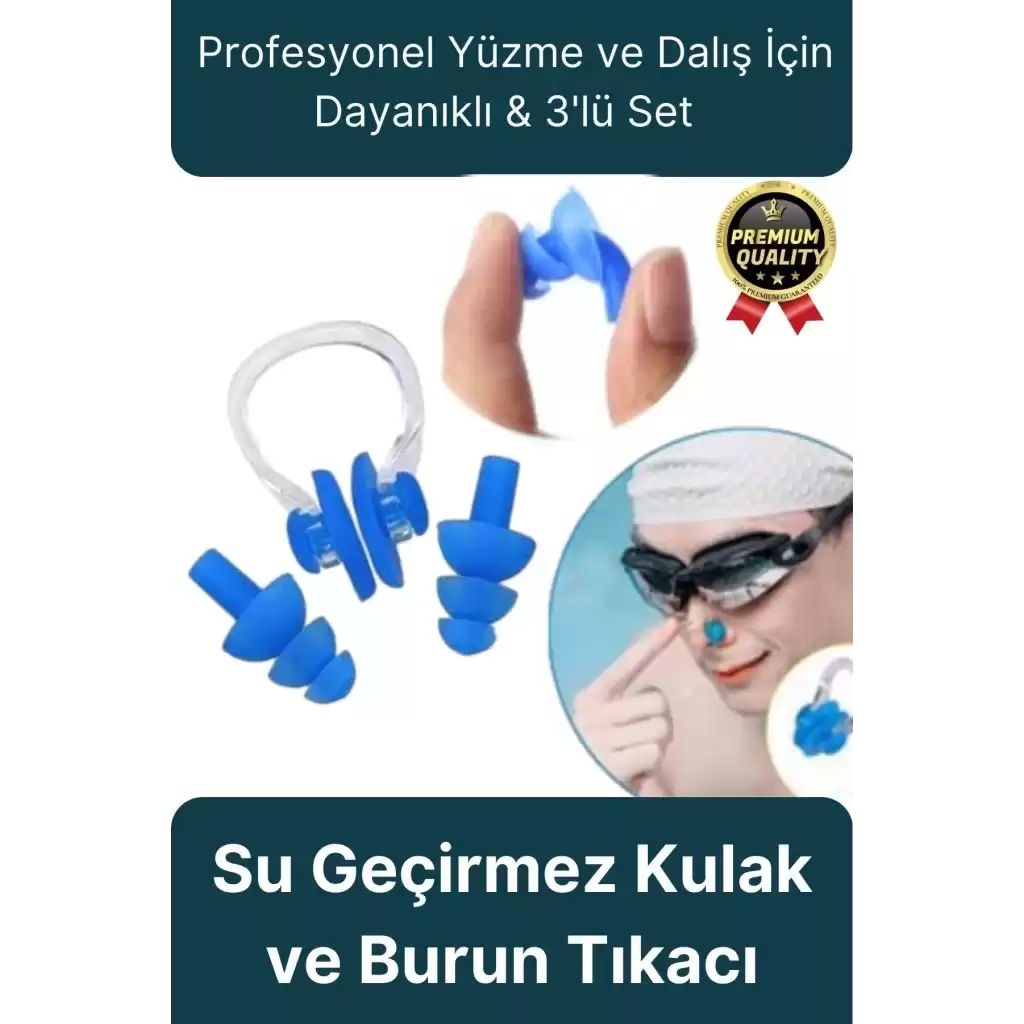 Profesyonel Elastik Silikon Kutulu Yüzme Dalış Uyku için Su Geçirmez Kulak ve Burun Klipsi Tıkacı