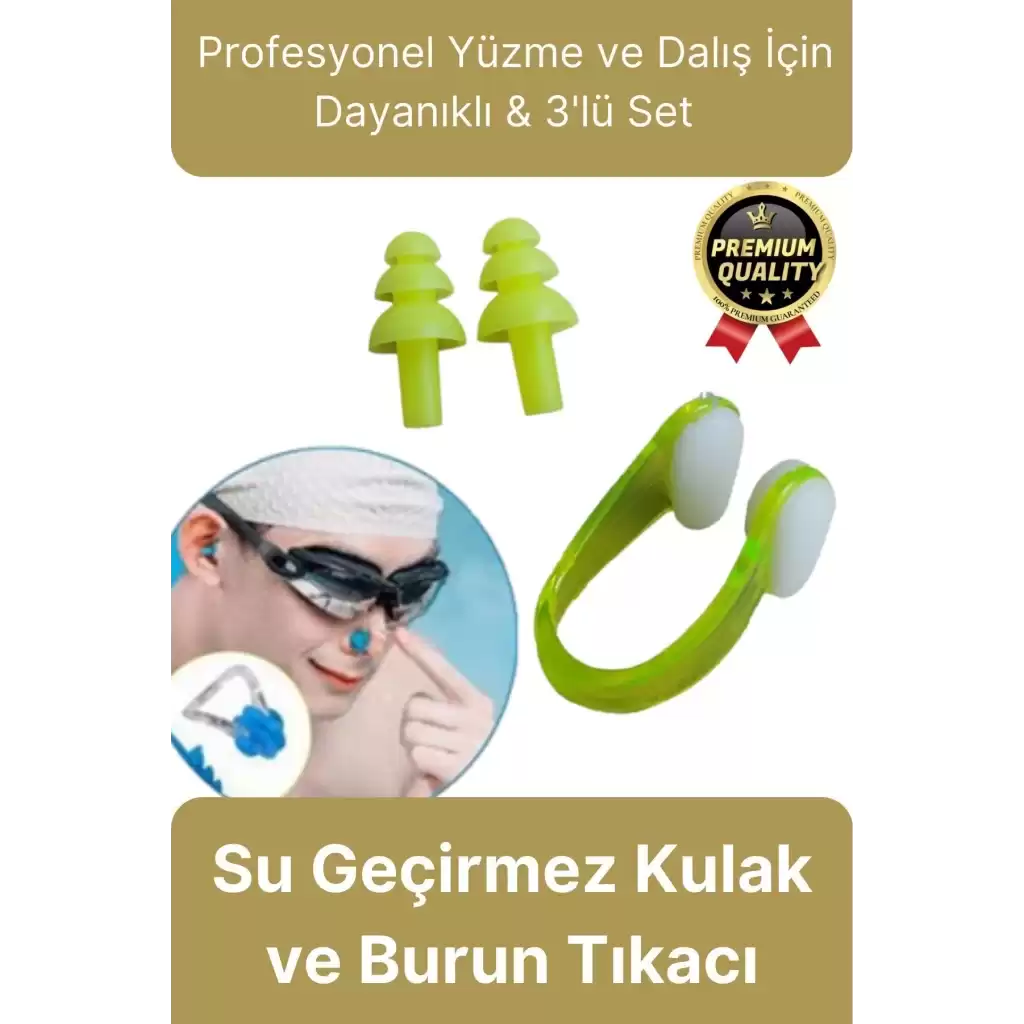 Profesyonel Elastik Silikon Kutulu Yüzme Dalış Uyku için Su Geçirmez Kulak ve Burun Klipsi Tıkacı