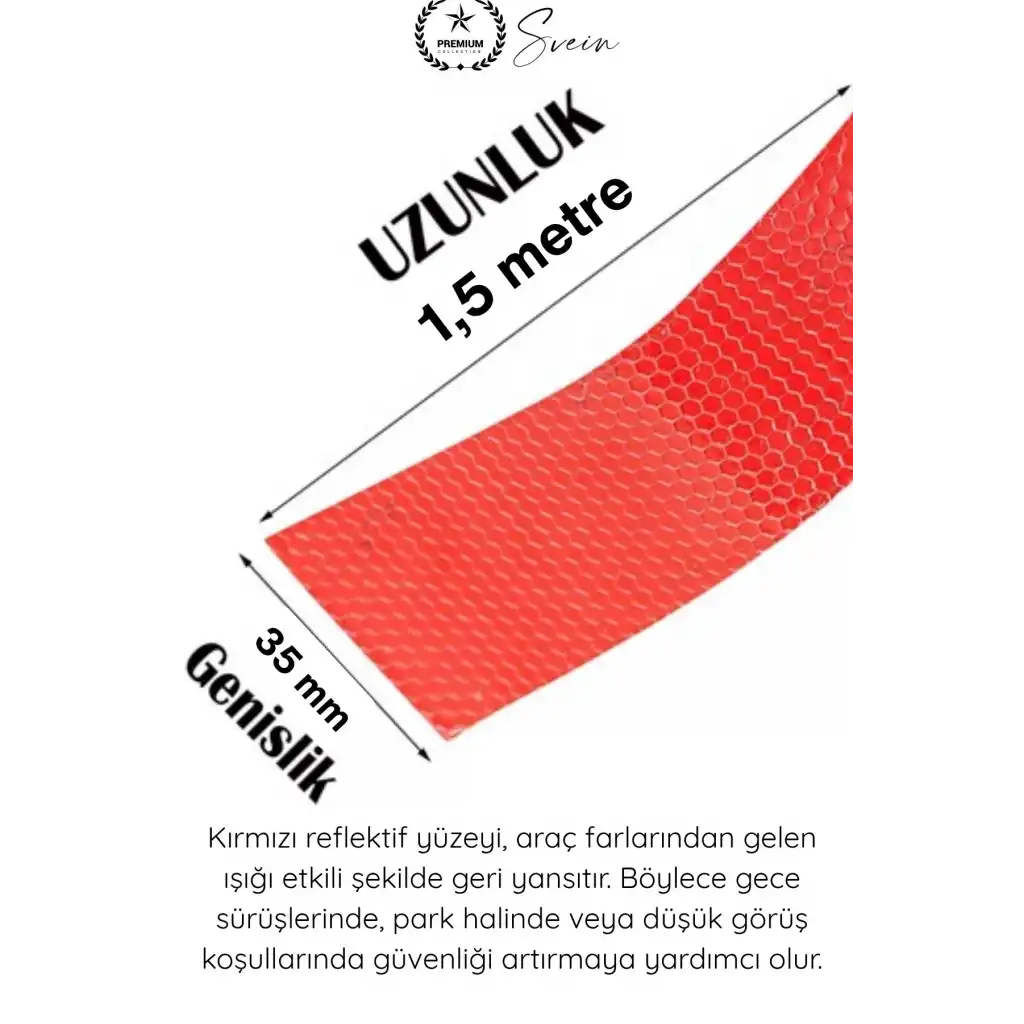 #ReflektifBant Reflektif Kedi Gözü Bant Kırmızı 35mm 1,5 Metre Motosiklet Bisiklet Otomobil Dorse Römork Güvenlik Şeridi Işık Yansıtıcı Gece Görünürlüğü Kendinden Yapışkanlı Dayanıklı Uyarı Etiketi