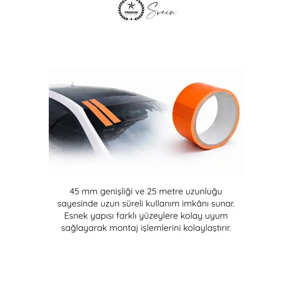#SabitlemeBandı İz Bırakmaz Turuncu Geçici Aksesuar Sabitleme Bandı 45mm x 25m Oto Cam Montaj Spoiler Çıta Plaka Anten Koruma Boya Dostu Güçlü Yapışkan Transfer Maskeleme Uygulama Rulosu