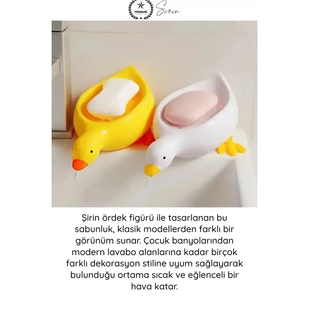 #Sabunluk Ördek Tasarımlı Sabunluk Delikli Su Tahliyeli ABS Plastik Banyo Lavabo Sabun Tutucu Dekoratif Dayanıklı Hijyenik Sarı Beyaz Tezgah Düzenleyici Aksesuar