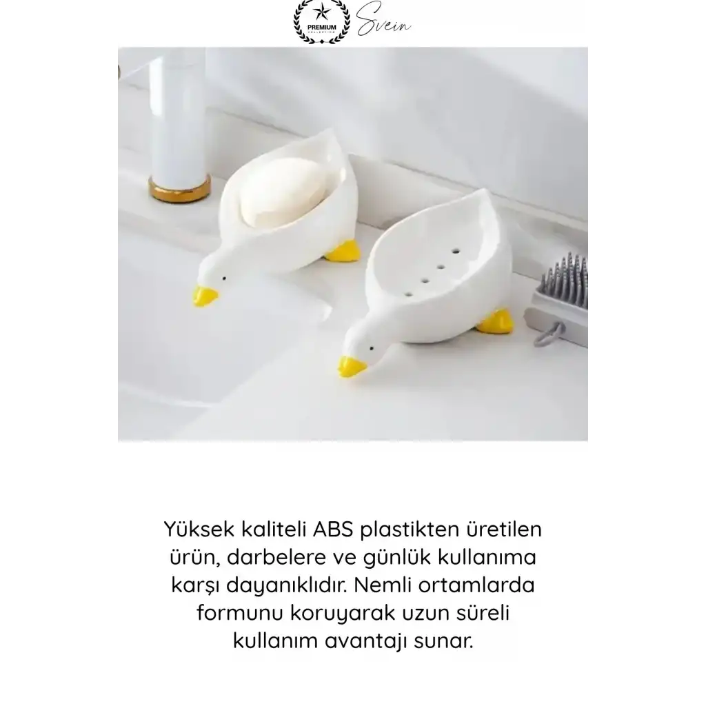 #Sabunluk Ördek Tasarımlı Sabunluk Delikli Su Tahliyeli ABS Plastik Banyo Lavabo Sabun Tutucu Dekoratif Dayanıklı Hijyenik Sarı Beyaz Tezgah Düzenleyici Aksesuar