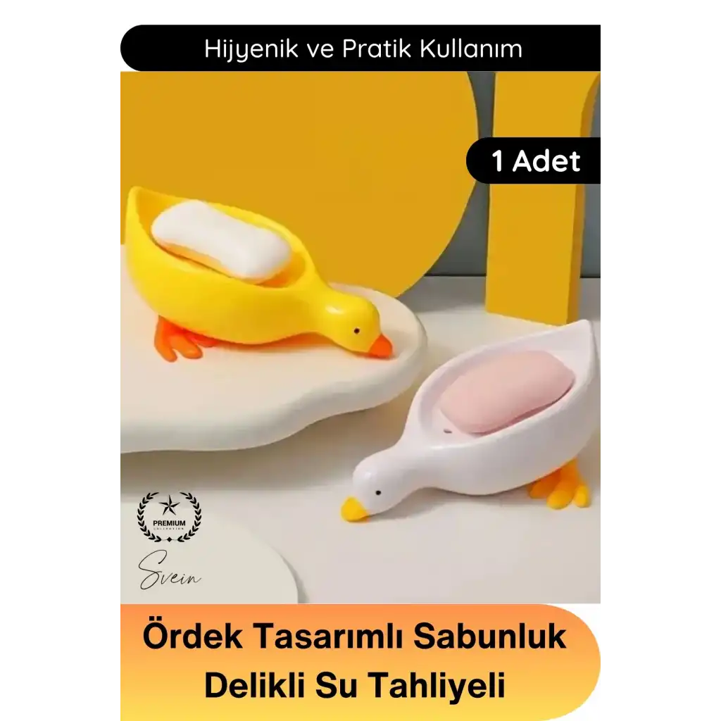 #Sabunluk Ördek Tasarımlı Sabunluk Delikli Su Tahliyeli ABS Plastik Banyo Lavabo Sabun Tutucu Dekoratif Dayanıklı Hijyenik Sarı Beyaz Tezgah Düzenleyici Aksesuar