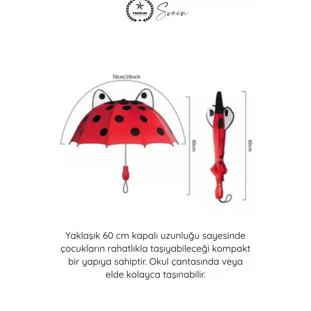 #Şemsiye Kaliteli Çocuk Şemsiyesi Uğurböceği Desenli Güvenlik Düdüklü Rüzgara Dayanıklı Hafif Çocuk Şemsiyesi Güvenli Açma Kapama Okul Kreş Yağmurluk Aksesuarı Sağlam Uzun Ömürlü