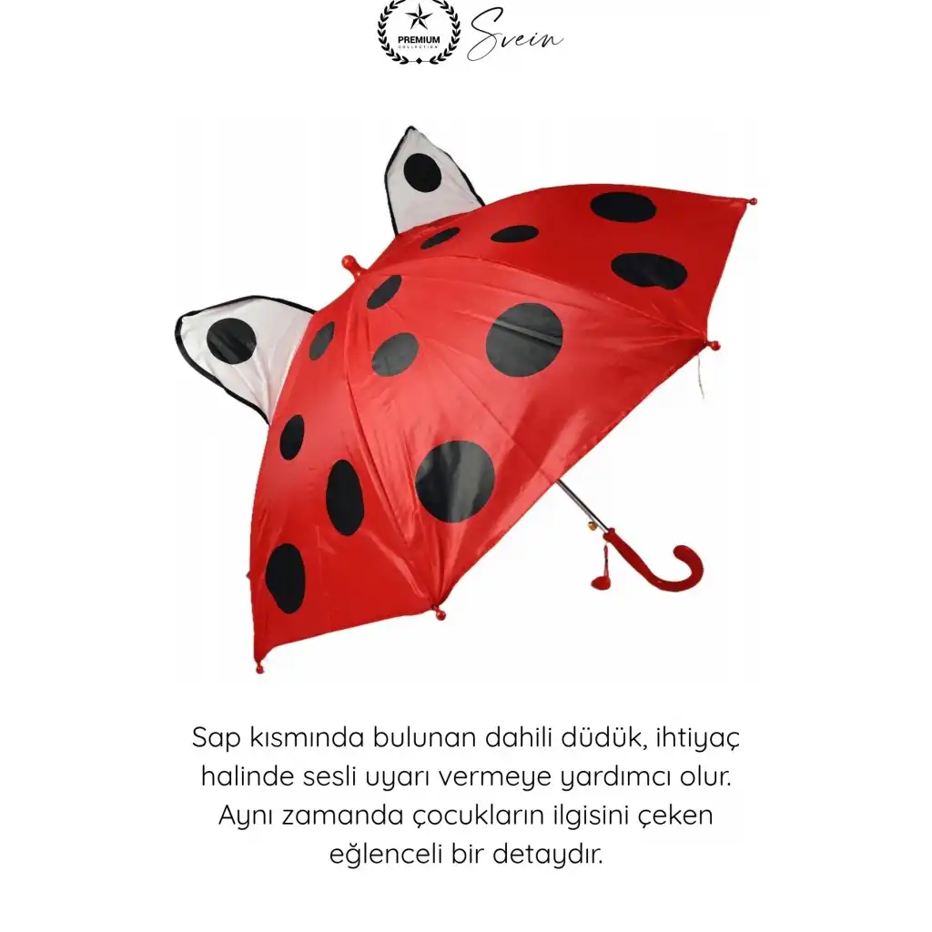 #Şemsiye Kaliteli Çocuk Şemsiyesi Uğurböceği Desenli Güvenlik Düdüklü Rüzgara Dayanıklı Hafif Çocuk Şemsiyesi Güvenli Açma Kapama Okul Kreş Yağmurluk Aksesuarı Sağlam Uzun Ömürlü