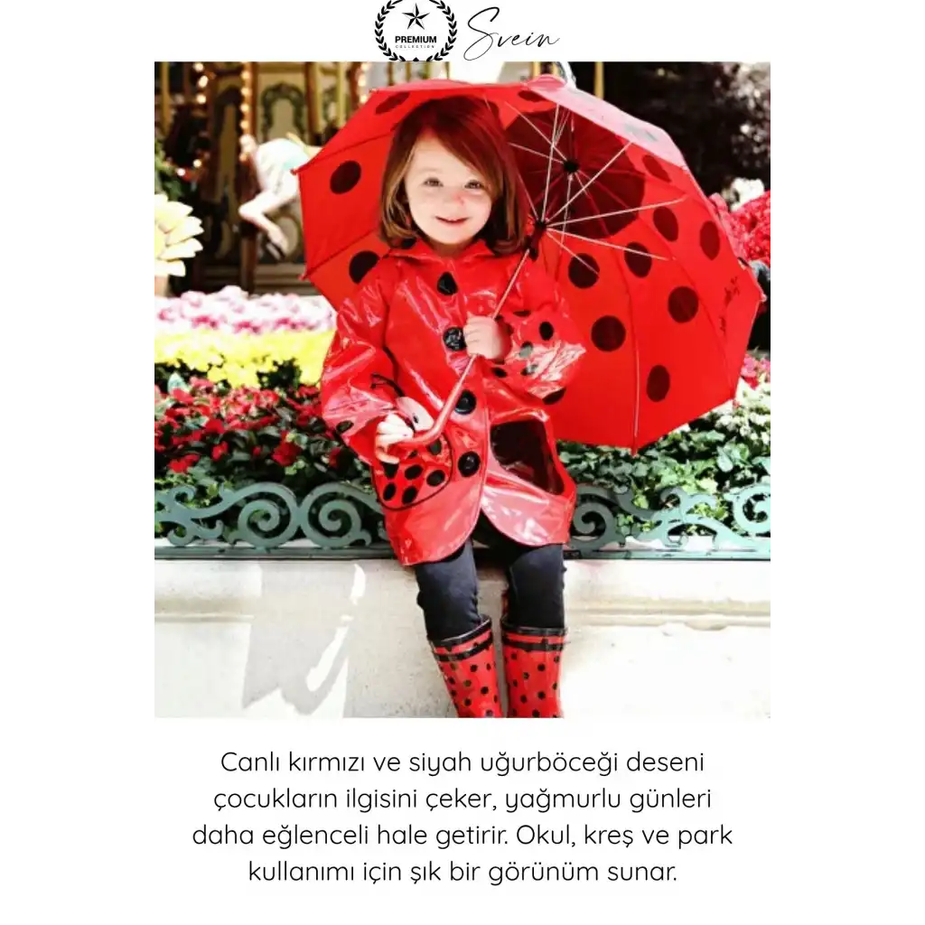 #Şemsiye Kaliteli Çocuk Şemsiyesi Uğurböceği Desenli Güvenlik Düdüklü Rüzgara Dayanıklı Hafif Çocuk Şemsiyesi Güvenli Açma Kapama Okul Kreş Yağmurluk Aksesuarı Sağlam Uzun Ömürlü