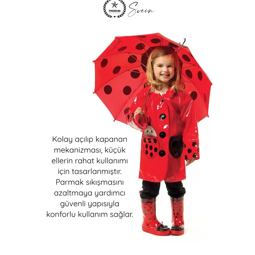 #Şemsiye Kaliteli Çocuk Şemsiyesi Uğurböceği Desenli Güvenlik Düdüklü Rüzgara Dayanıklı Hafif Çocuk Şemsiyesi Güvenli Açma Kapama Okul Kreş Yağmurluk Aksesuarı Sağlam Uzun Ömürlü